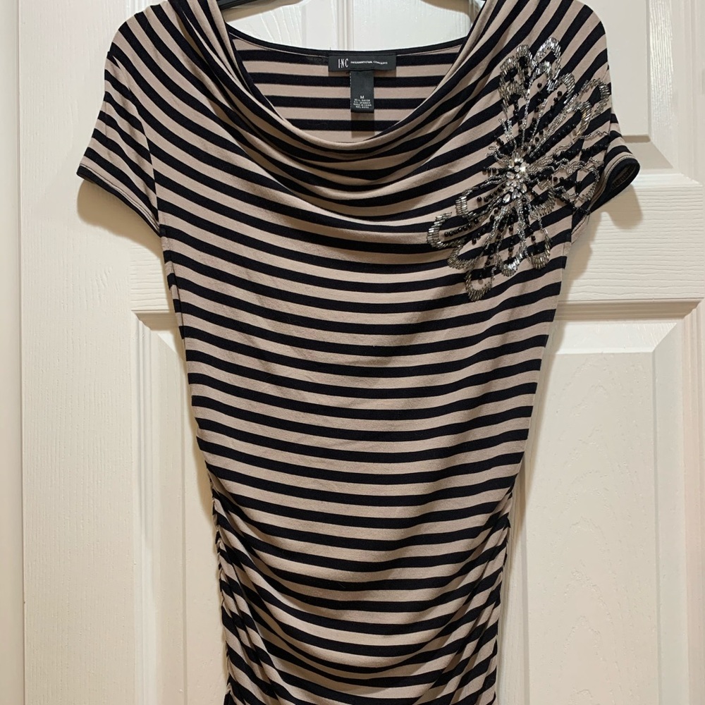 INC Short Sleeve Striped Top